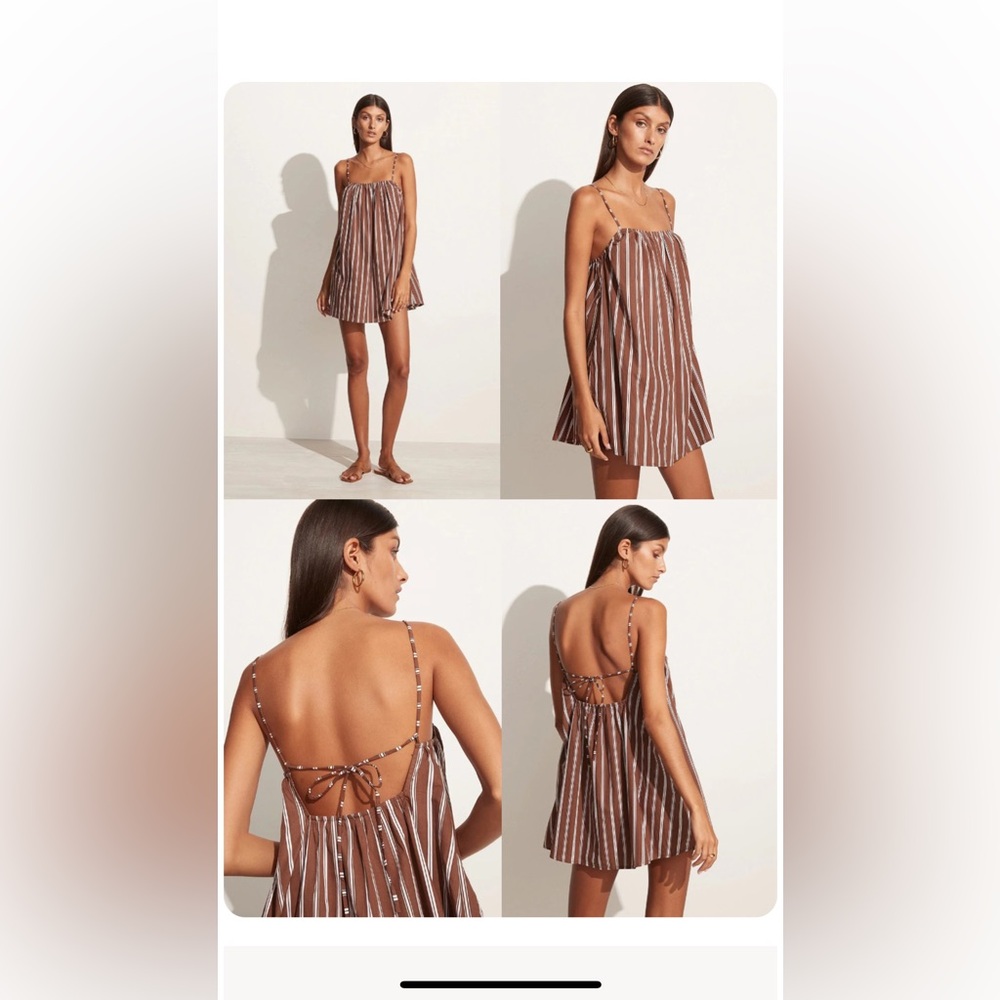 Faithful the Brand Tamara Stripe Mini Dress - Cinnamon Stripe EUC